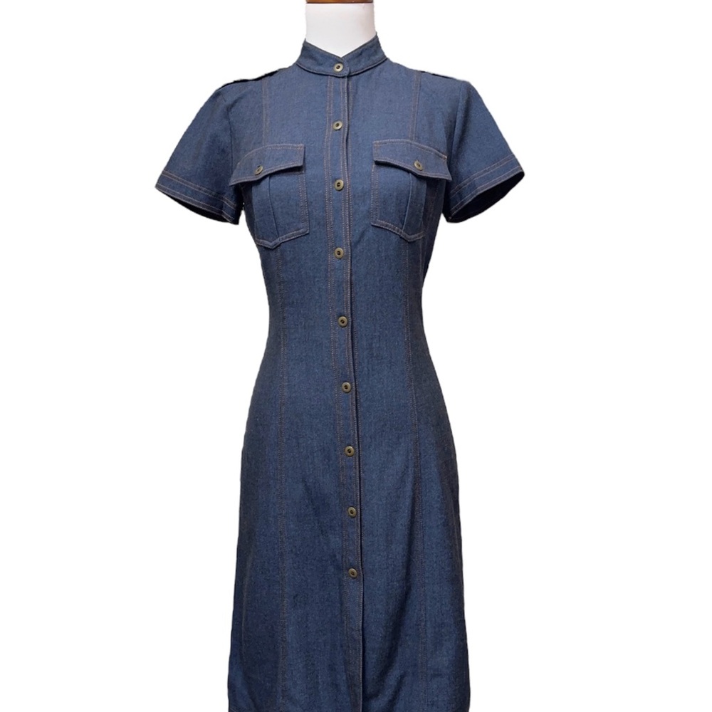 Diane Von Furstenberg y2k faux vintage denim shirt dress